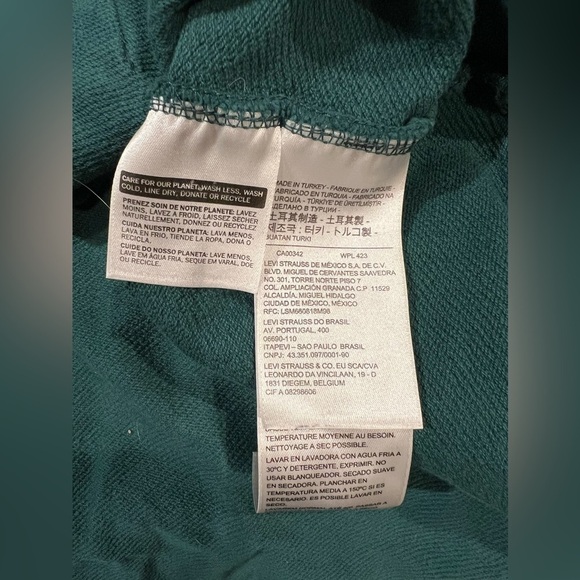Levis Hoodie Mens Large L Green Pullover Relaxed Drawstring Cotton Retro Casual - Picture 7 of 8
